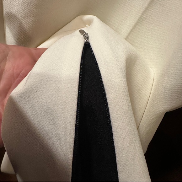 NWT Pearl By Lela Rose Women’s Cream Wide Leg Pants with Contrast Zipper Pleat - Picture 5 of 8